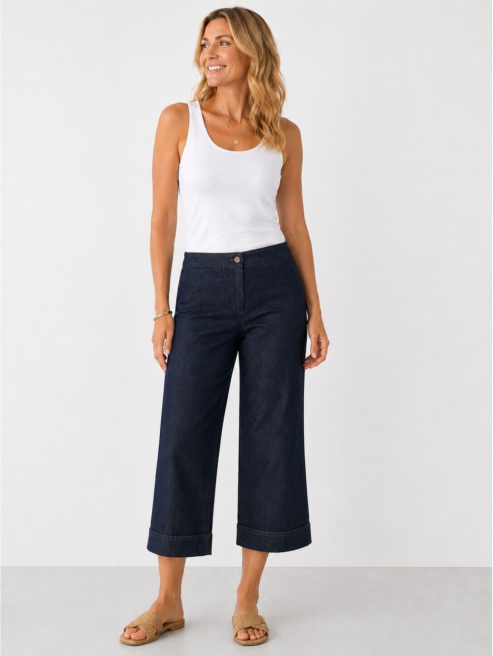 Eileen Fisher Organic Cotton Cropped Straight Leg Dress Jeans Sz Sm Dark Wash